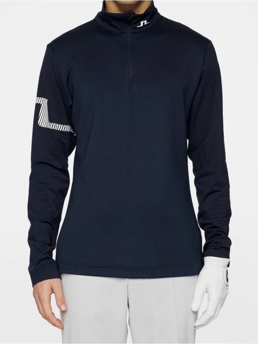 J.Lindeberg Navy Long-Sleeve Quarter-Zip Golf Top with White Accent